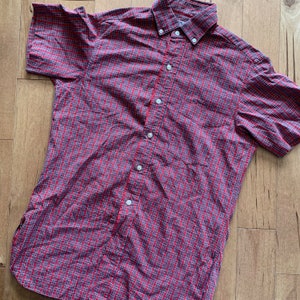 50s Plaid Short Sleeve Button Up Collared Shirt Vintage 1950s Mee Yee Co Hong Kong Small Oxford Retro Mens Streetwear Fashion