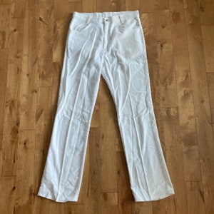 1980s Levis White Cotton Slacks Vintage 80s 50/50 Made in Canada 34/32 Trousers Pants Woven