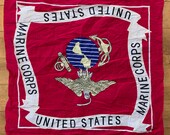 Vintage 1990 39 s United States Marine Corps Bandana Rare Military USA Navy Seals Handkerchief Colorfast Paisley Silk Ladies Women 39 s Cowboy