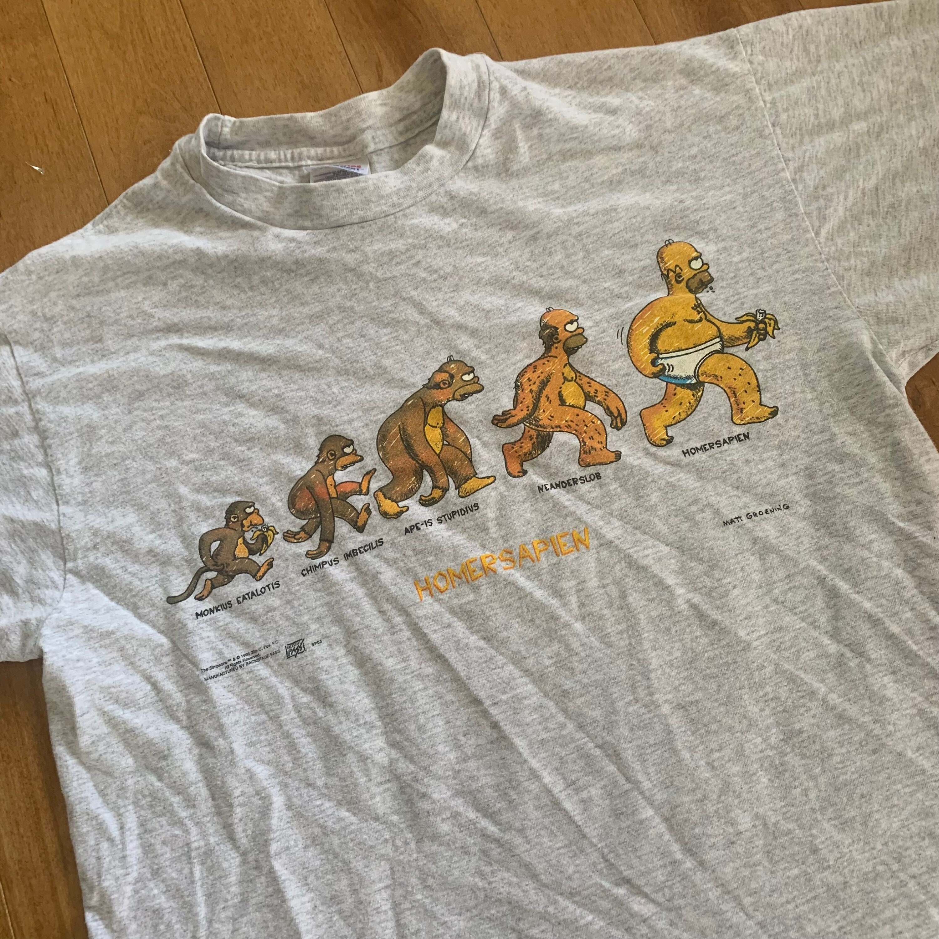 1996 the Simpsons Homersapien Evolution T-shirt Vintage 1990s 