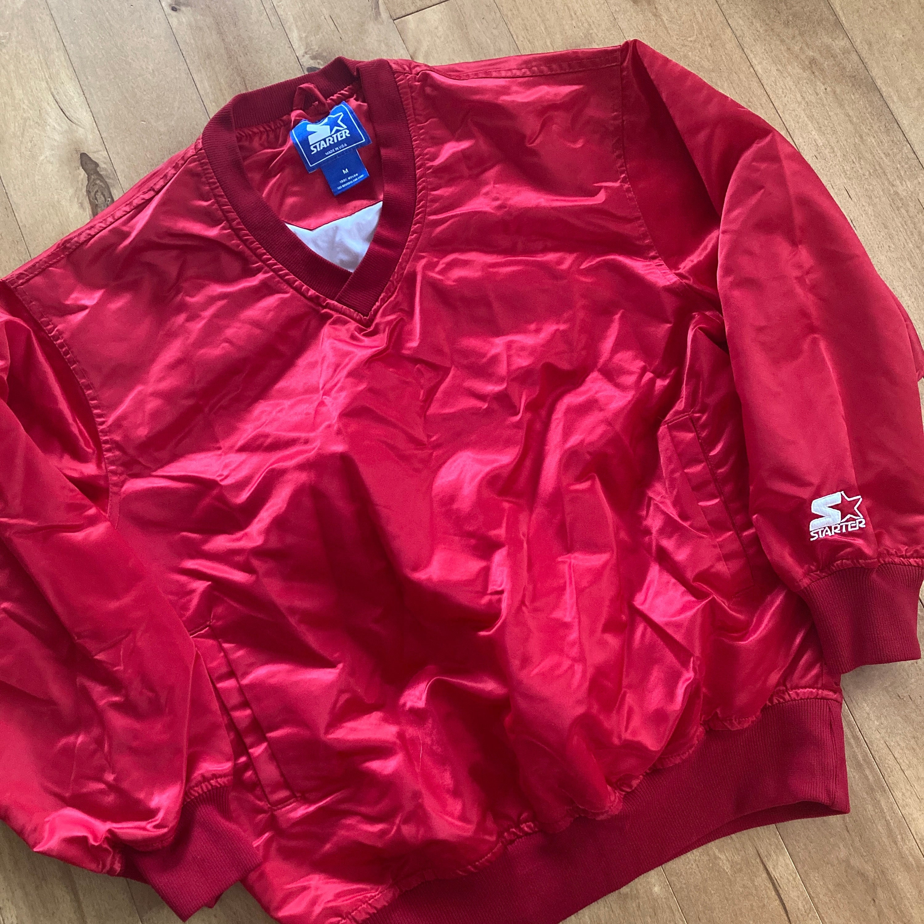 Red Satin Pullover Jacket Vintage 1990s 