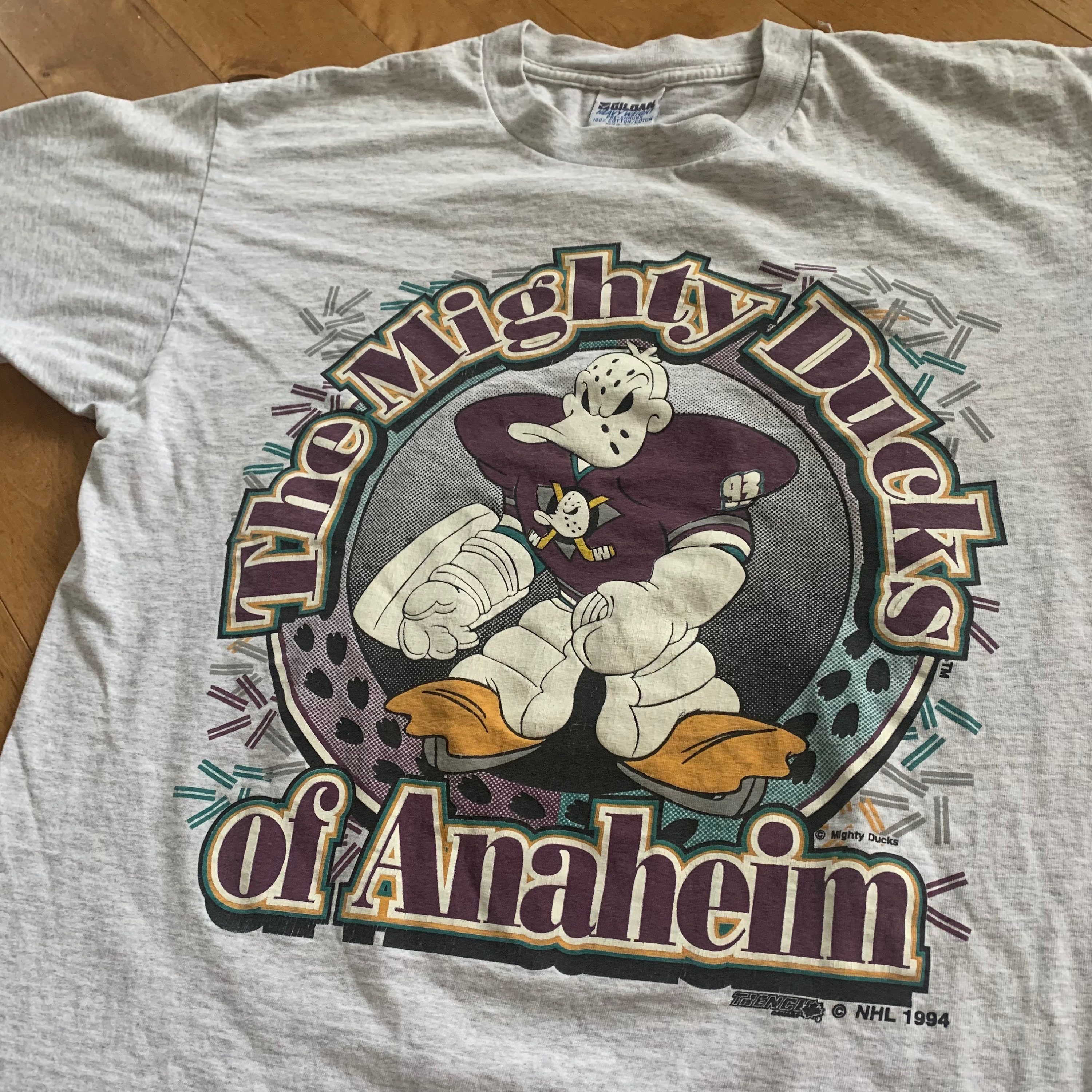 1994 Anaheim Mighty Ducks T shirt Vintage 1990s Gildan Trench Made