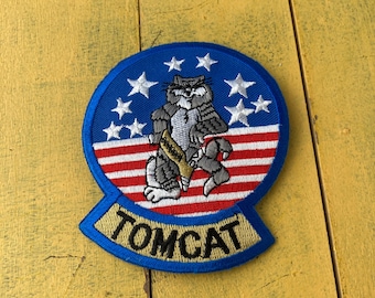 1980年代のヴィンテージF14トムキャット刺繍パッチアメリカ海軍戦闘機