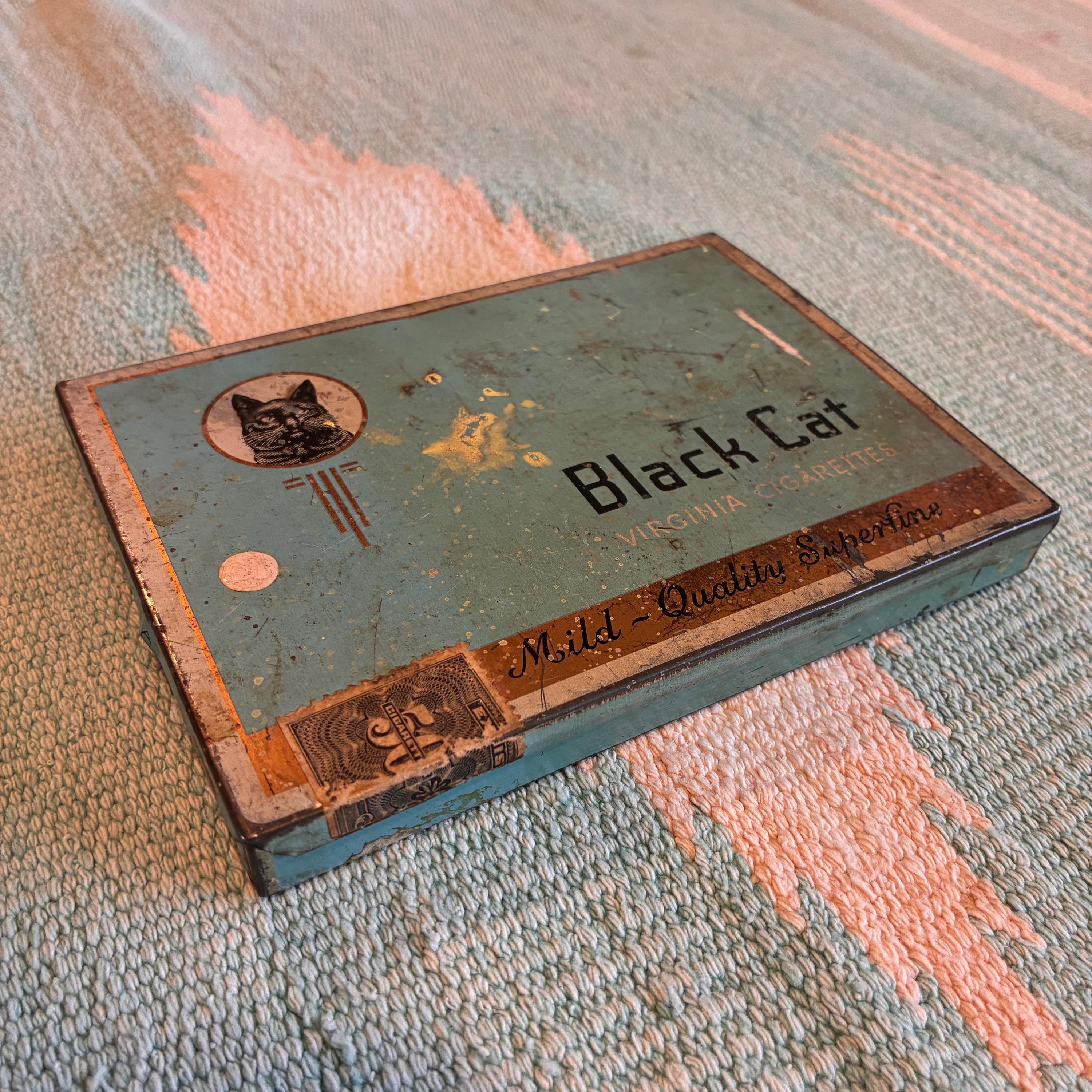 1950年代ヴィンテージBLACK CATタバコ缶レトロタバコ箱 - Etsy 日本