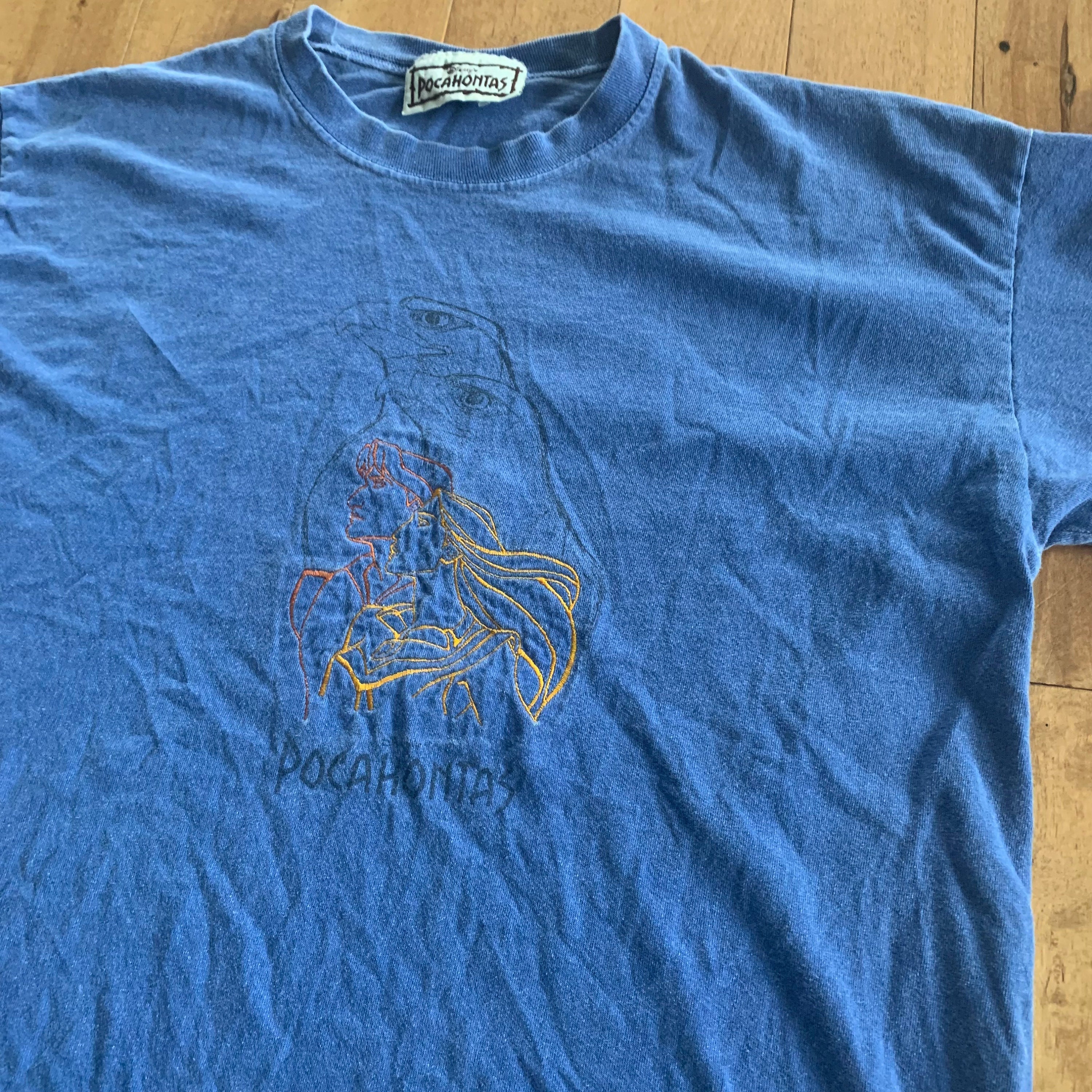 Vintage 90s Pocahontas Embroidered Disney Tee, Single Stitch - Etsy