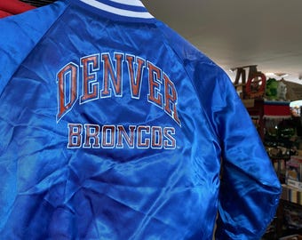 Denver Broncos Vintage 80s Chalk Line Satin Bomber Jacket - NFL