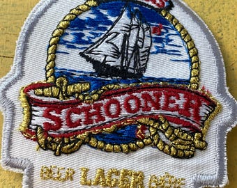 1980s Vintage Oland Schooner Lager Embroidered Patch Beer Advertising Badge