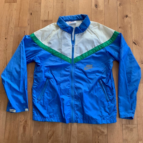 70s Rare Nike Windbreaker Vintage 1970s Made in USA Sportswear Track Jacket Swoosh 3M Hideaway Hood Retro Brand Streetwear Reflective