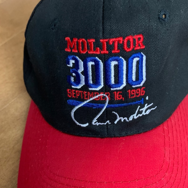 1996 Paul Molitor Signature Hat 3000 Hits Celebration Minnesota Twins Red And Black Snapback Embroidered Baseball Cap MLB American League