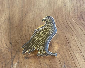 Vintage 1980s BROWN HAWK Enamel Lapel Pin Retro Motorcycle Biker Pinback Button