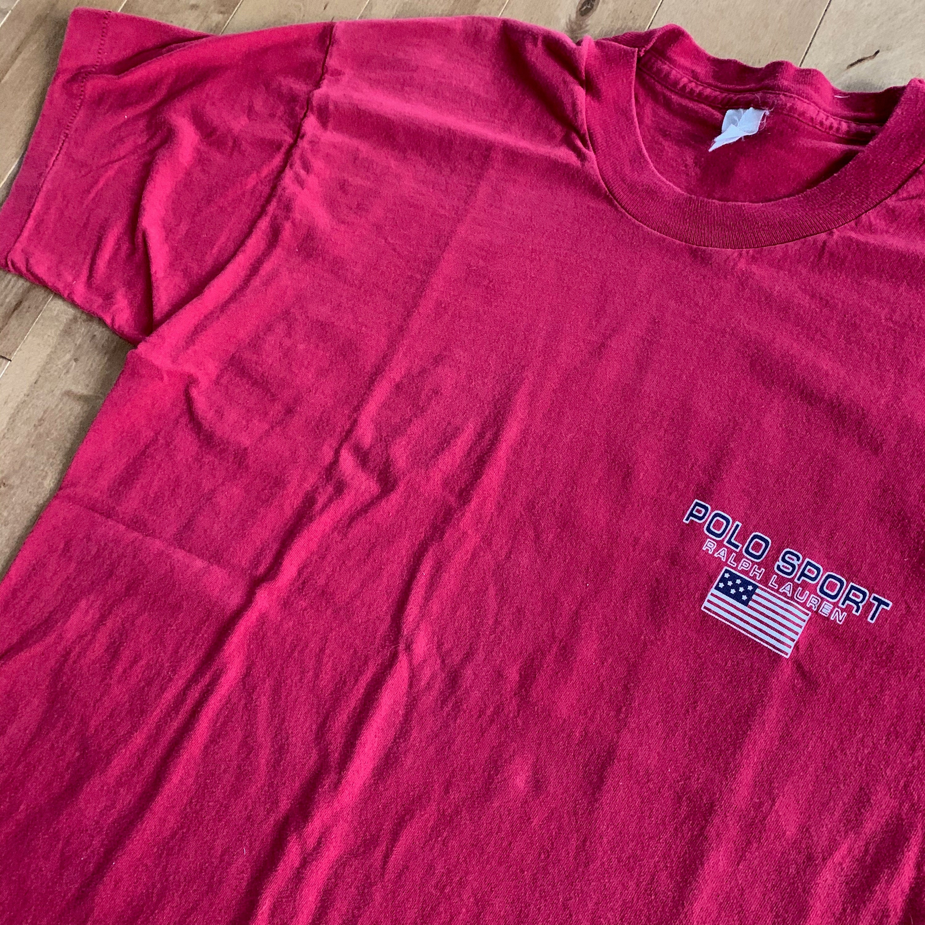 Vintage 90s Unofficial Ralph Lauren Polo Sport T-shirt Red Single