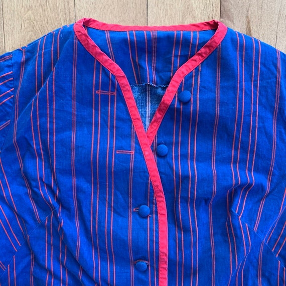 Vintage Womens Striped Shirt Dress 1990s Blue and… - image 2