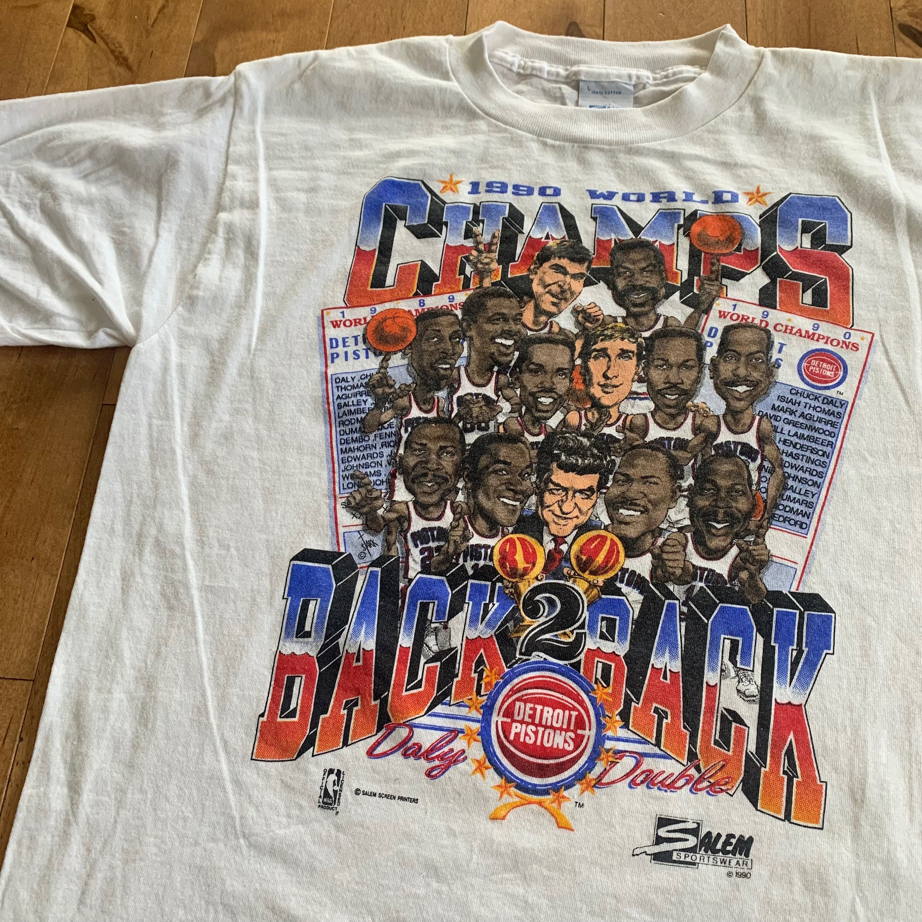 VINTAGE Detroit Pistons Shirt Men Large Blue Bad Boys Single Stitch Champs  80s