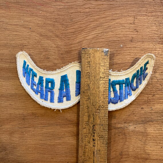 1970s Wear A Moustache Souvenir Patch Vintage Collect… - Gem