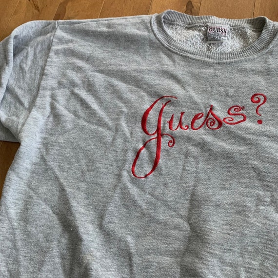 90s Guess by Georges Marciano Bordado Crewneck Sweater Vintage 1990s Made in USA Grey Pullover Sweatshirt American Streetwear Brand Etsy Mexico