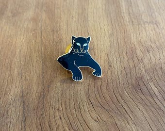 1980年代ヴィンテージブラックパンサーヒューストンテキサスエナメルラペルピンレトロビッグキャットエキゾチックアニマルピンバックボタン
