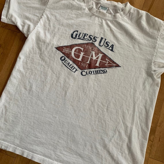 Vintage 1993 Guess Jeans T-shirt White Made in USA Single |