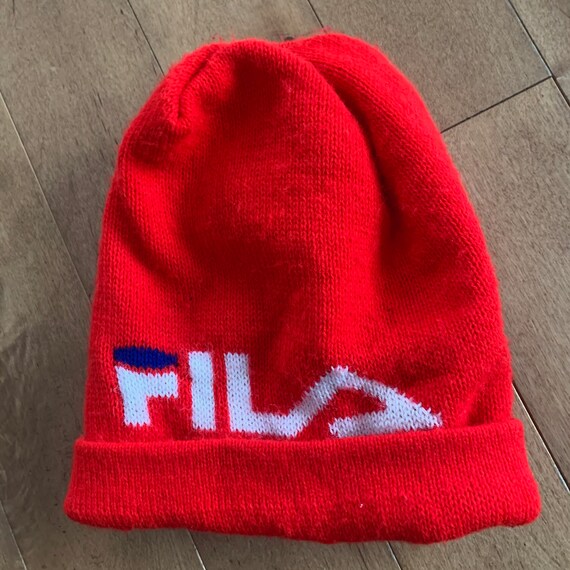 90s FILA Red Knit Beanie Vintage 1990s Branded Sportswear Etsy