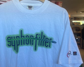Vintage 1990s Syphon Filter Playstation Video Game Promo T-shirt 