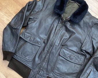 1970s Navy Type G-1 Leather Flight Jacket Flyer's Intermediate