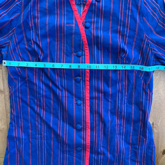 Vintage Womens Striped Shirt Dress 1990s Blue and… - image 6