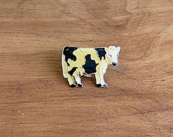 1980s Vintage Milchkuh Emaille Pin Retro Bauernhof Tier Pinback