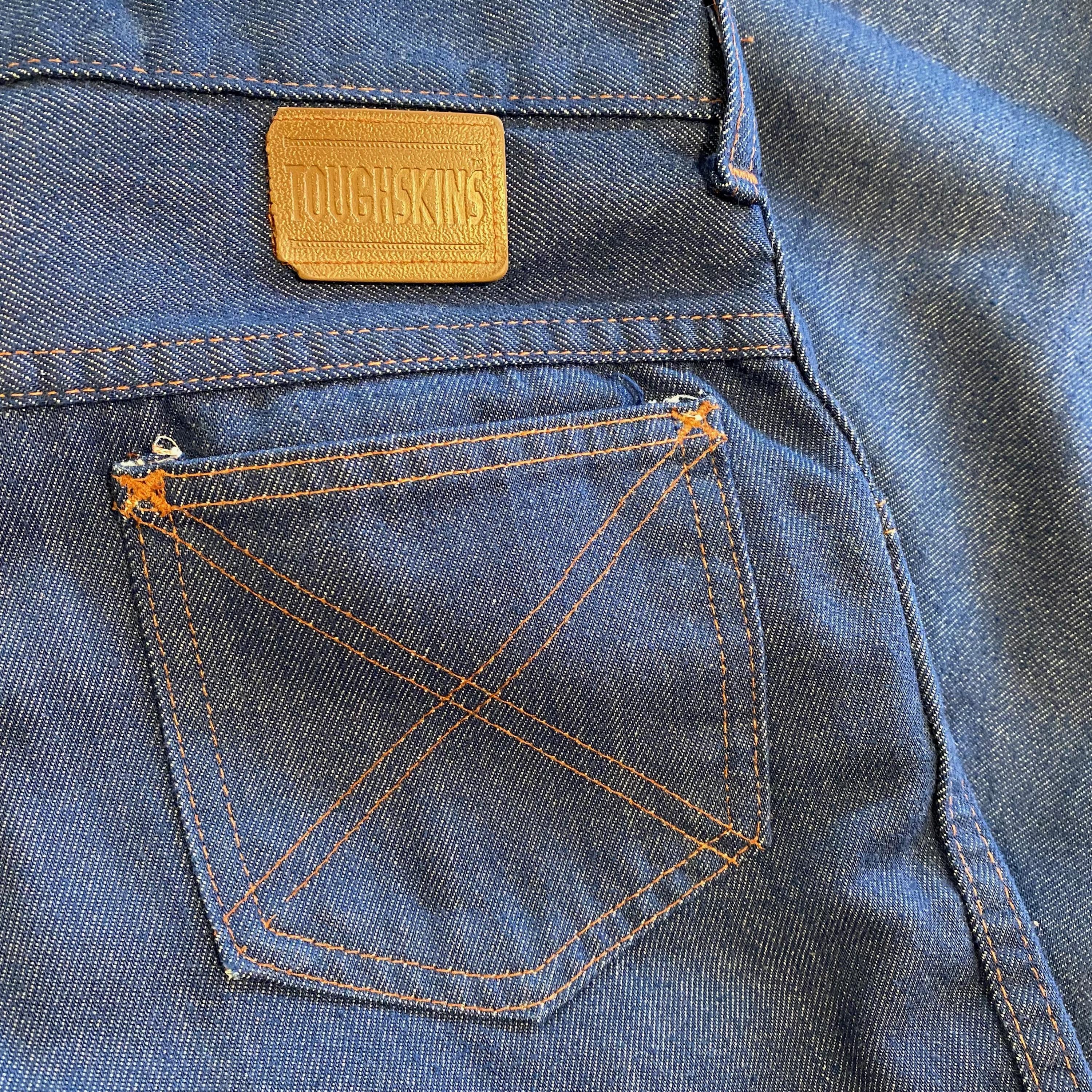 1970s Vintage TOUGHSKINS Flared Jeans Retro Sears Roebuck Dark 