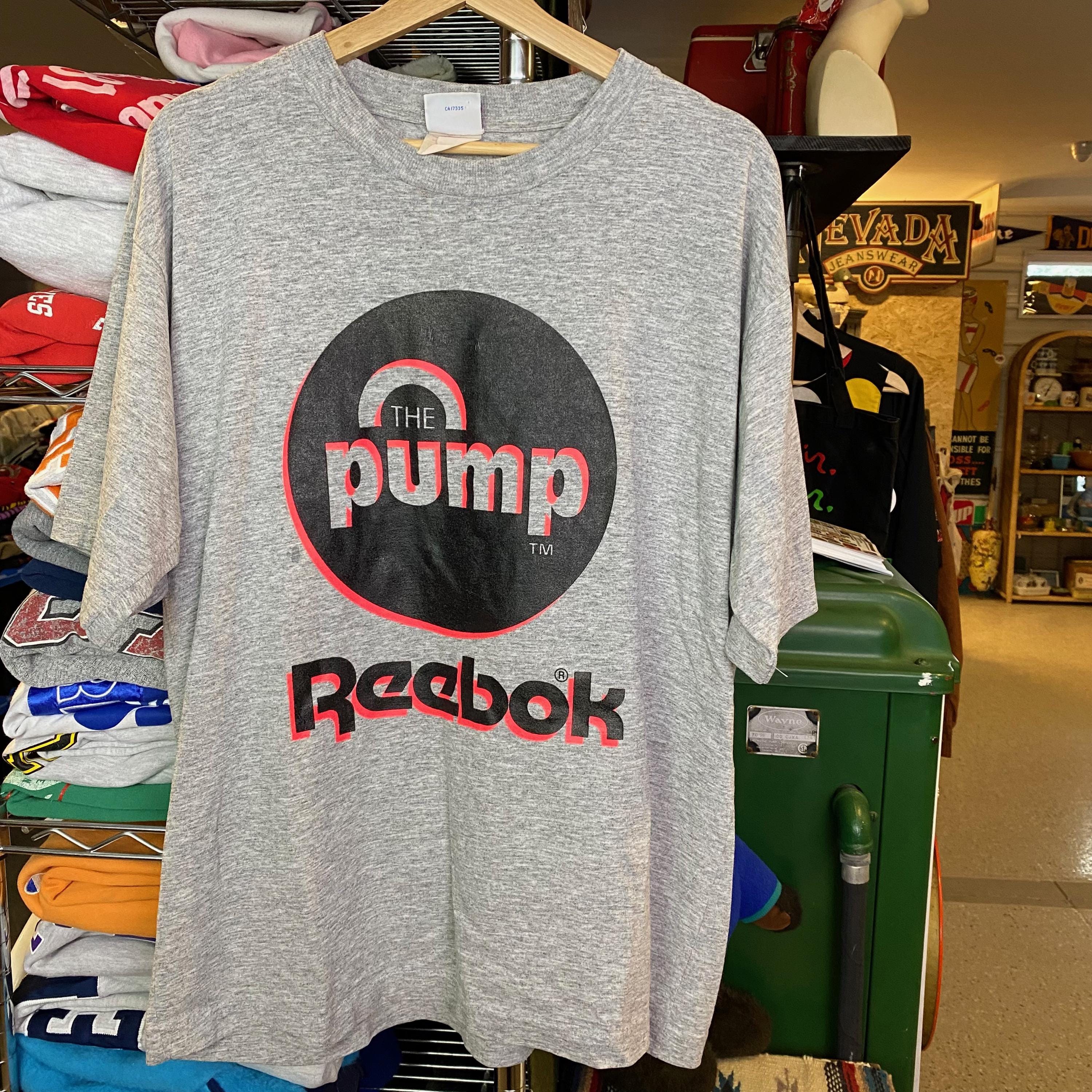 1990s Vintage REEBOK the Pump T-shirt Grey Basketball NBA 