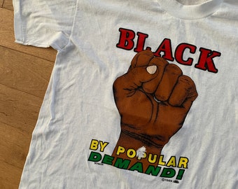 1989 Vintage Black Power Fist Graphic Tee, Single Stitch Made in USA