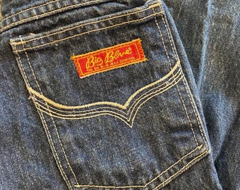 1970s Vintage BIG BLUE Jeans Retro Medium Wash Straight Leg Denim Pants