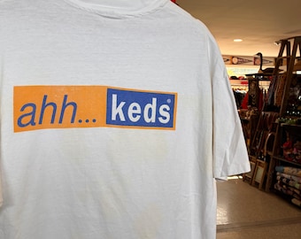 1990s Vintage KEDS Promotional T-shirt Sneakers Shoes Graphic Tee