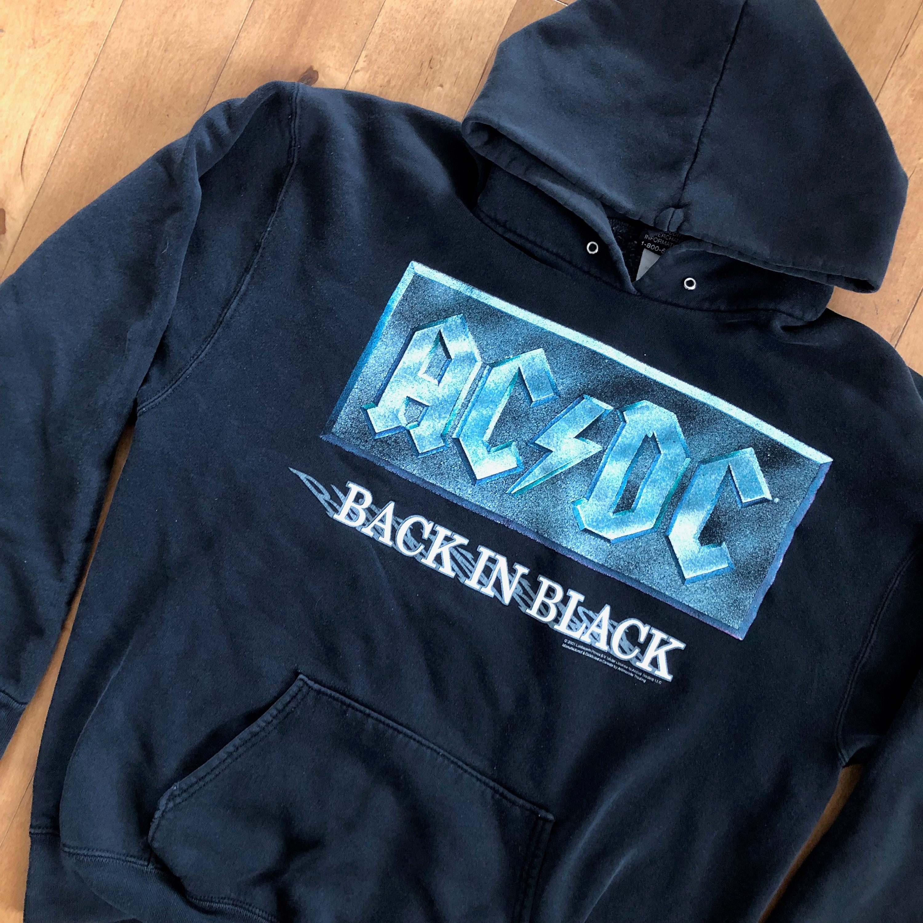 2001 AC DC Back in Black Hoodie Vintage Early 2000s Artimonde xl Hooded Sweatshirt Band Music Album Streetwear ACDC Rock
