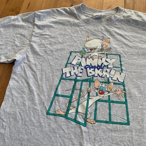 1993 Pinky and the Brain TV Show Promo T-shirt Vintage 1990s Warner Bros Animaniacs Made in USA 100% Cotton Single Stitch Tee