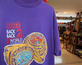 1992 Vintage CHICAGO BULLS NBA Championship Tee 1990s Purple