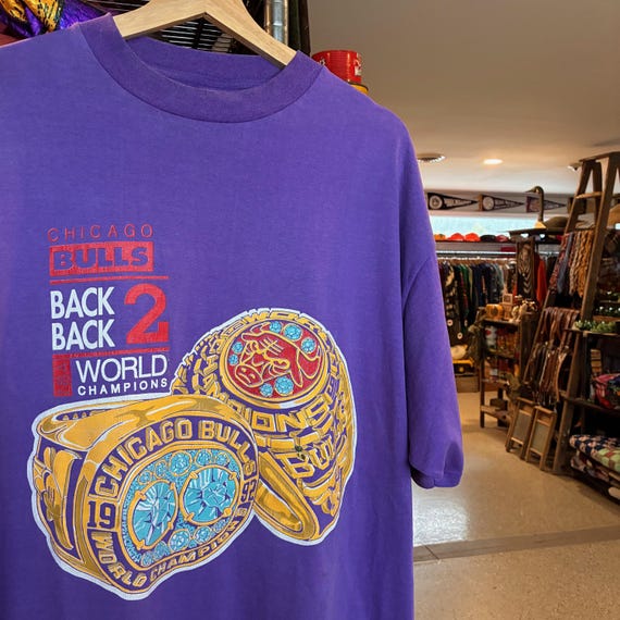 1992 Vintage CHICAGO BULLS NBA Championship Tee 1990s Purple
