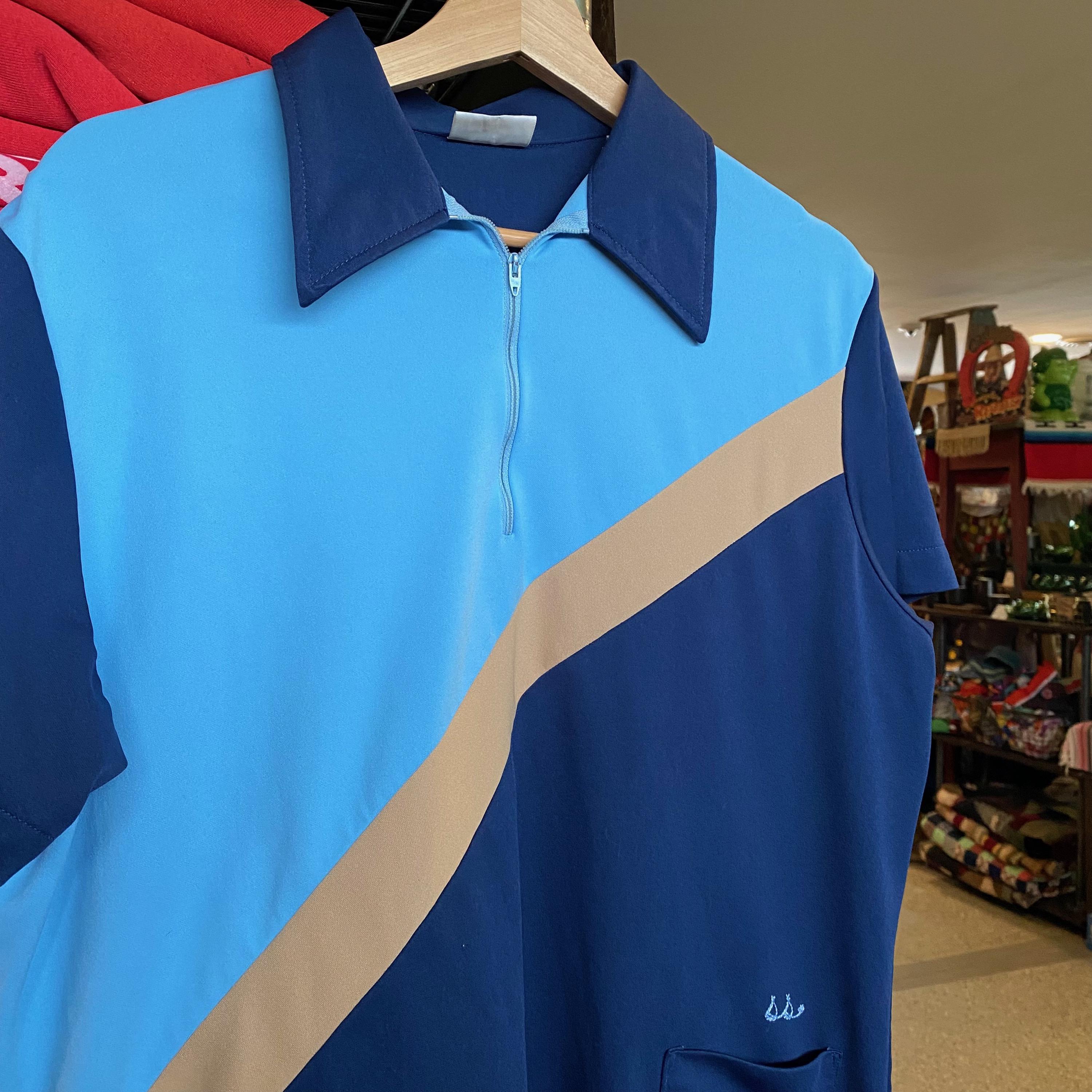 1970s Vintage KING LOUIE Bowling Shirt Retro Quarter Zip Polo T