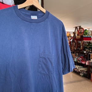 1990s Vintage GAP Original Pocket Tee Navy Blue Basic T-shirt