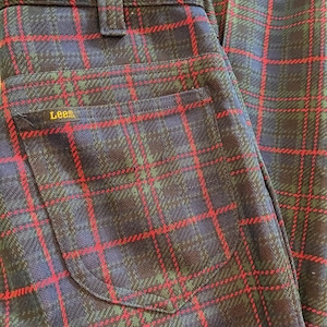1970s Vintage LEE Jeans Trousers Retro Plaid Dress Pants Slacks