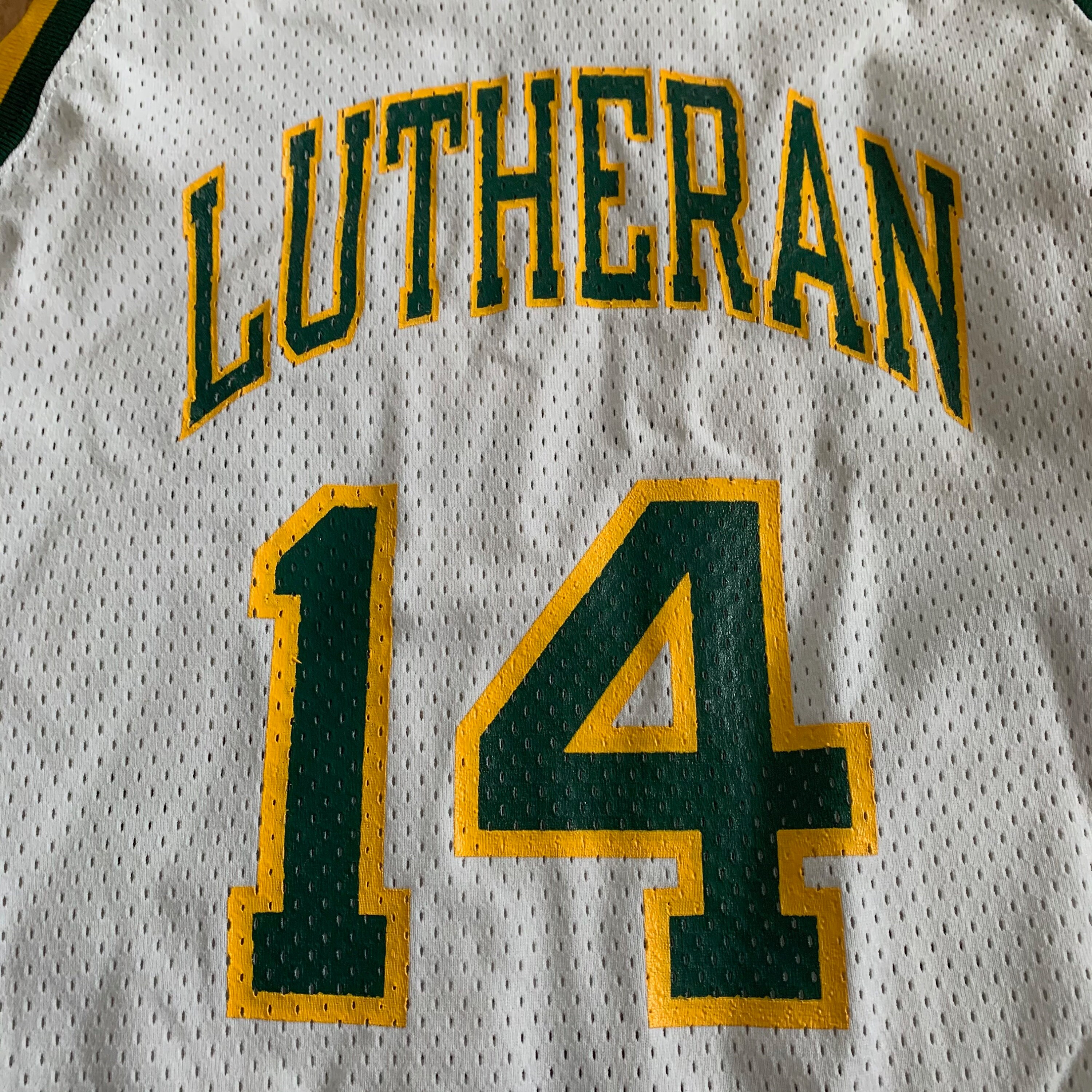 80s Champion Lutheran No. 14 Thin Strap Basketball Jersey