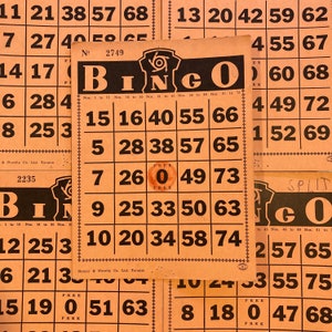 Década de 1960 Lote de 5 cartones de bingo Bazaar & Novedad Co Ltd Toronto Hecho en Canadá Hojas de juego reutilizables Papel retro Ephemera Recuerdos coleccionables