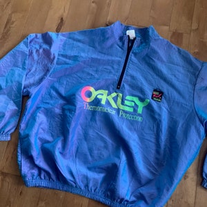 1990s Surf Style Oakley Sunglasses Thermonuclear Protection Windbreaker  Vintage Made in USA Neon Interplanetary Body Gear