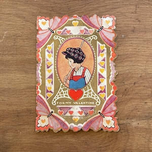 Lithographie vintage de carte de Saint-Valentin des années 1910 Whitney Made Worcester Mass. Éphémères papier antique cartes de vœux ami amour Saint-Valentin enfants
