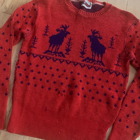 1940s Puritan Knitting Mills Co Reindeer Jumper Vintage All Wool 