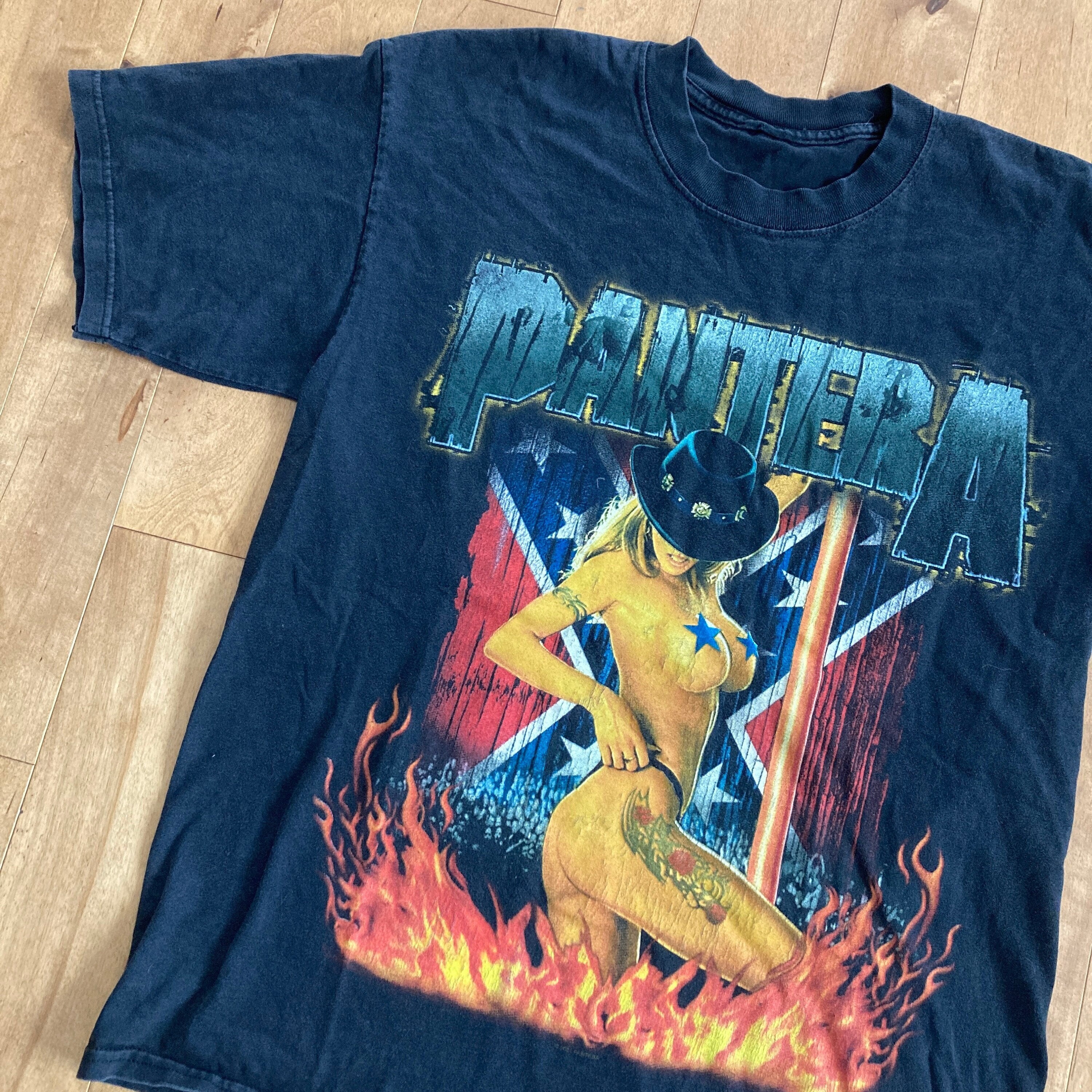 2001 Pantera Band T-shirt Vintage 2000s Medium Black Concert Tee 