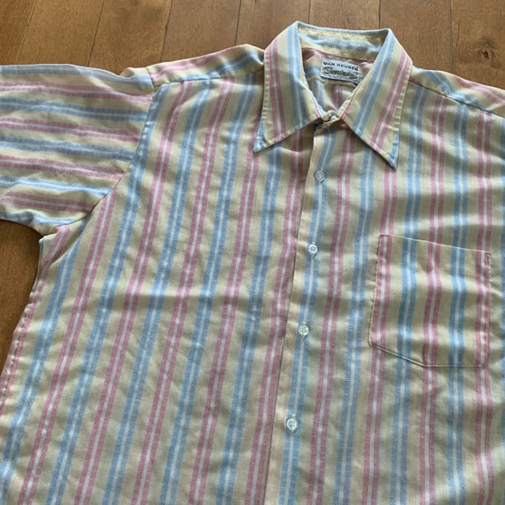 1950s Van Heusen Century Pastel Striped Short Sleeve Button