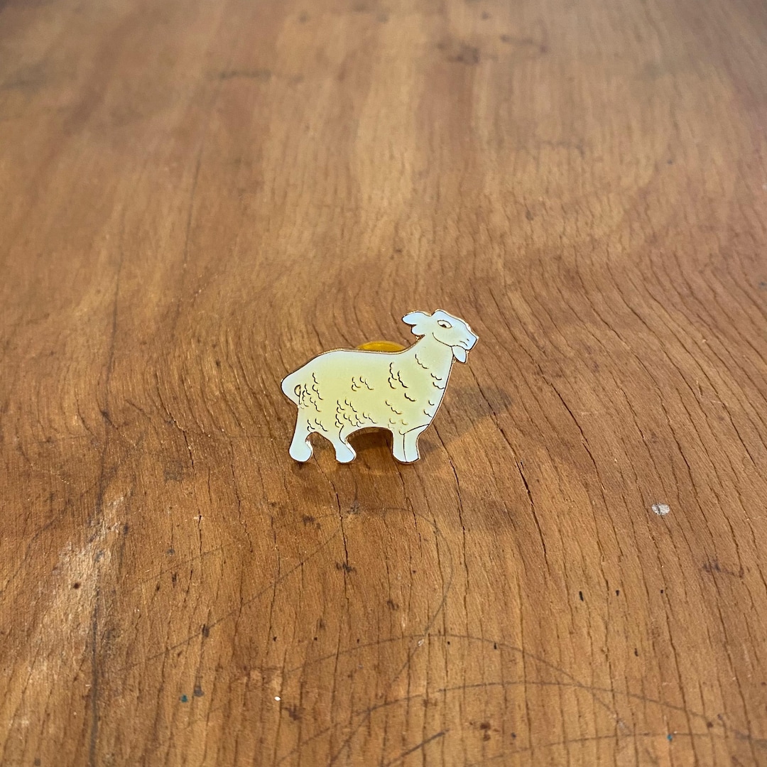 Gyat Pin 1980s Vintage WHITE BILLY GOAT Enamel Lapel Pin Retro Farming Farm ...