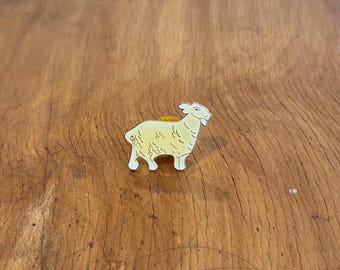 1980s Vintage WEISSE BILLY GOAT Emaille Anstecknadel Retro Landwirtschaft Bauernhof Tier Buttons