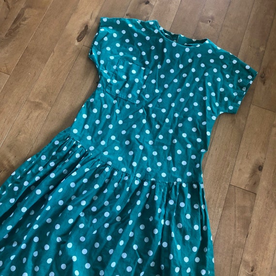 90s Vintage Polka Dot Dress, Green All Over Print, Pocket T-shirt Dress -  Etsy