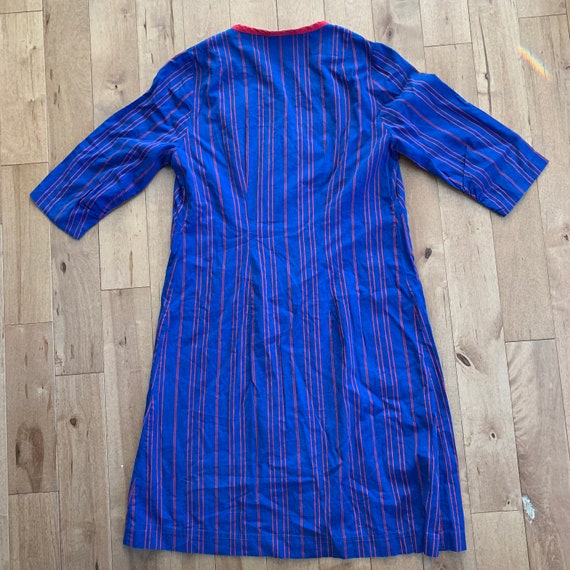 Vintage Womens Striped Shirt Dress 1990s Blue and… - image 4