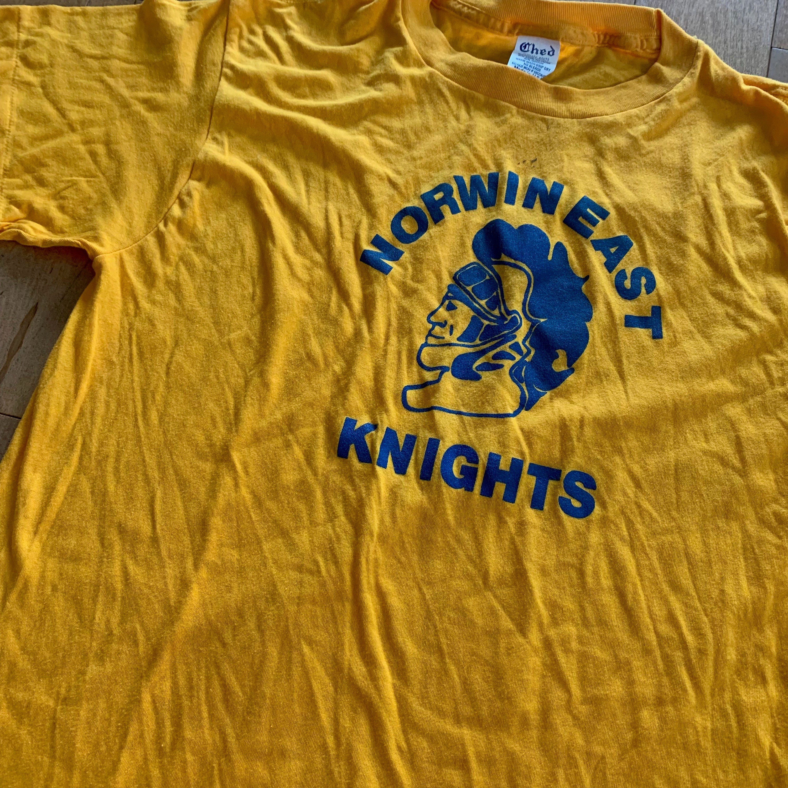 1970s Norwin Middle School East Knights T-shirt Vintage Ched Quality Knits Made in USA Single Stitch 50/50 Tee
